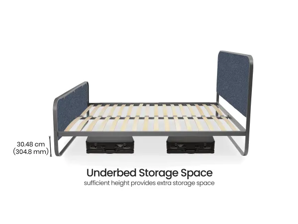 Chloe Queen Size Double Bed in Grey Color